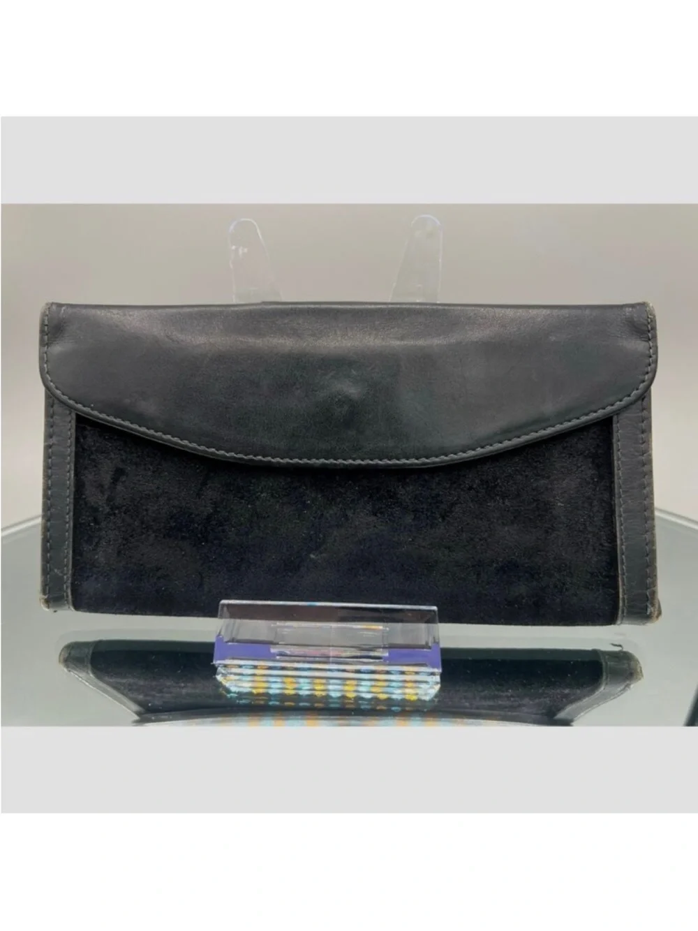 Vintage 1970’s Gucci Black Bi-Fold Suede & Leather Wallet -Authentic - Picture 4 of 13